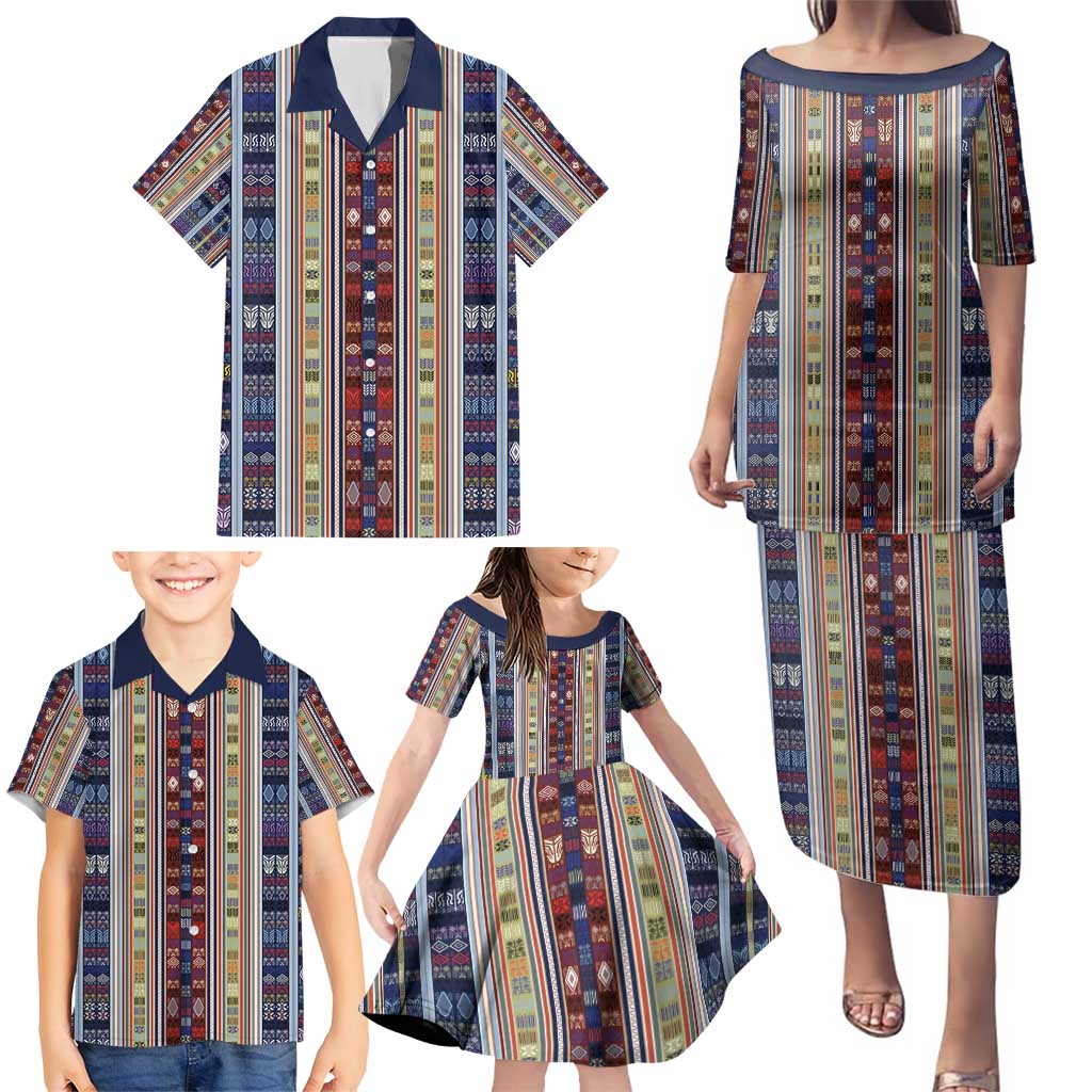 Lamba Mpanjaka Madagascar Family Matching Puletasi and Hawaiian Shirt Traditional Pattern