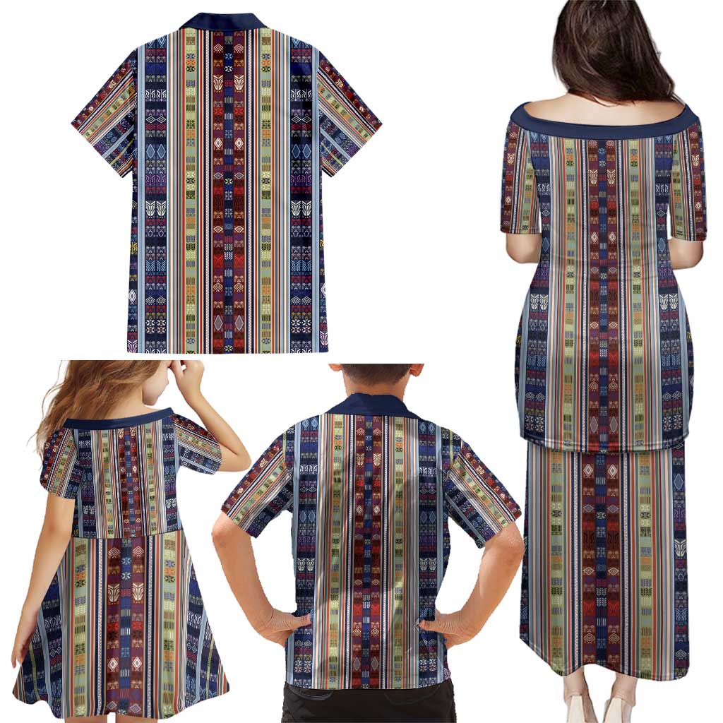 Lamba Mpanjaka Madagascar Family Matching Puletasi and Hawaiian Shirt Traditional Pattern