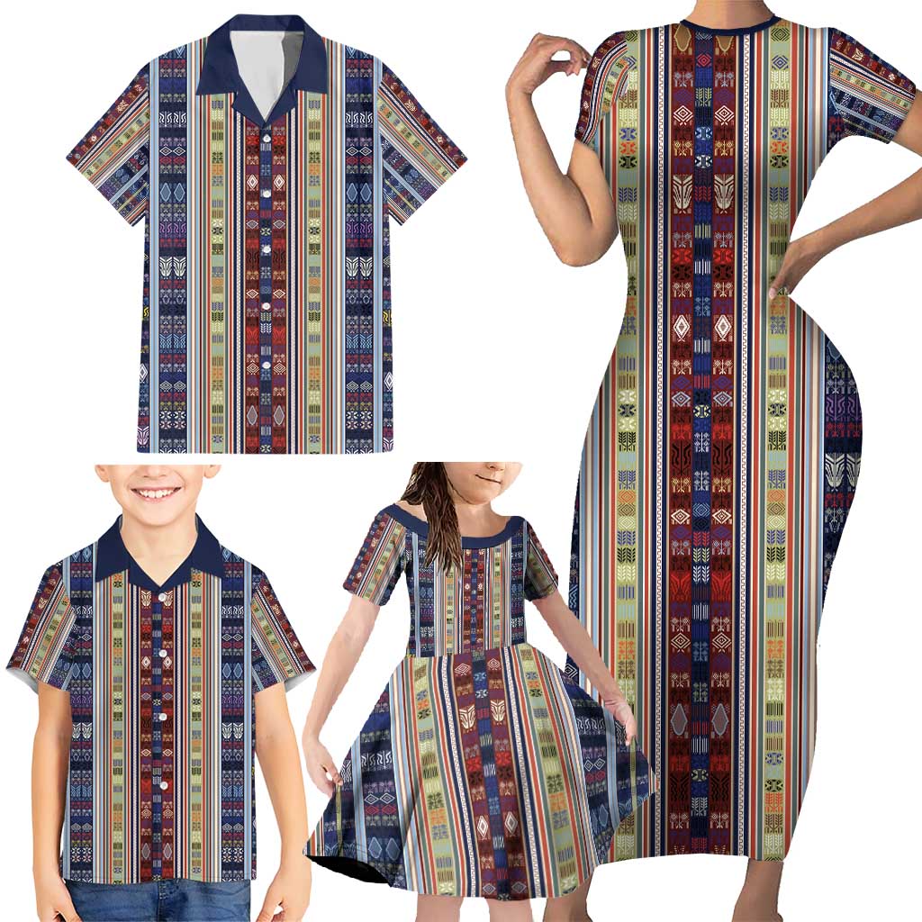 Lamba Mpanjaka Madagascar Family Matching Short Sleeve Bodycon Dress and Hawaiian Shirt Traditional Pattern
