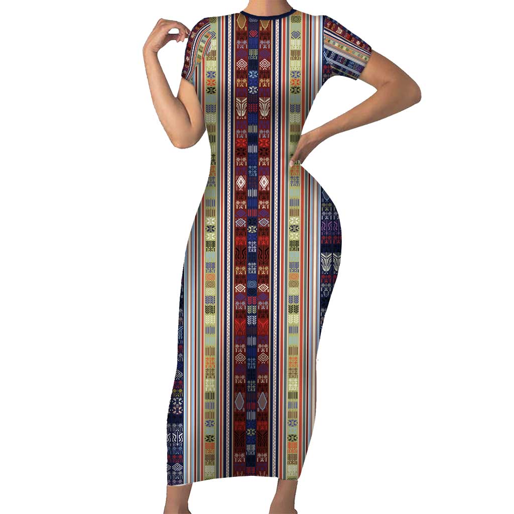 Lamba Mpanjaka Madagascar Family Matching Short Sleeve Bodycon Dress and Hawaiian Shirt Traditional Pattern