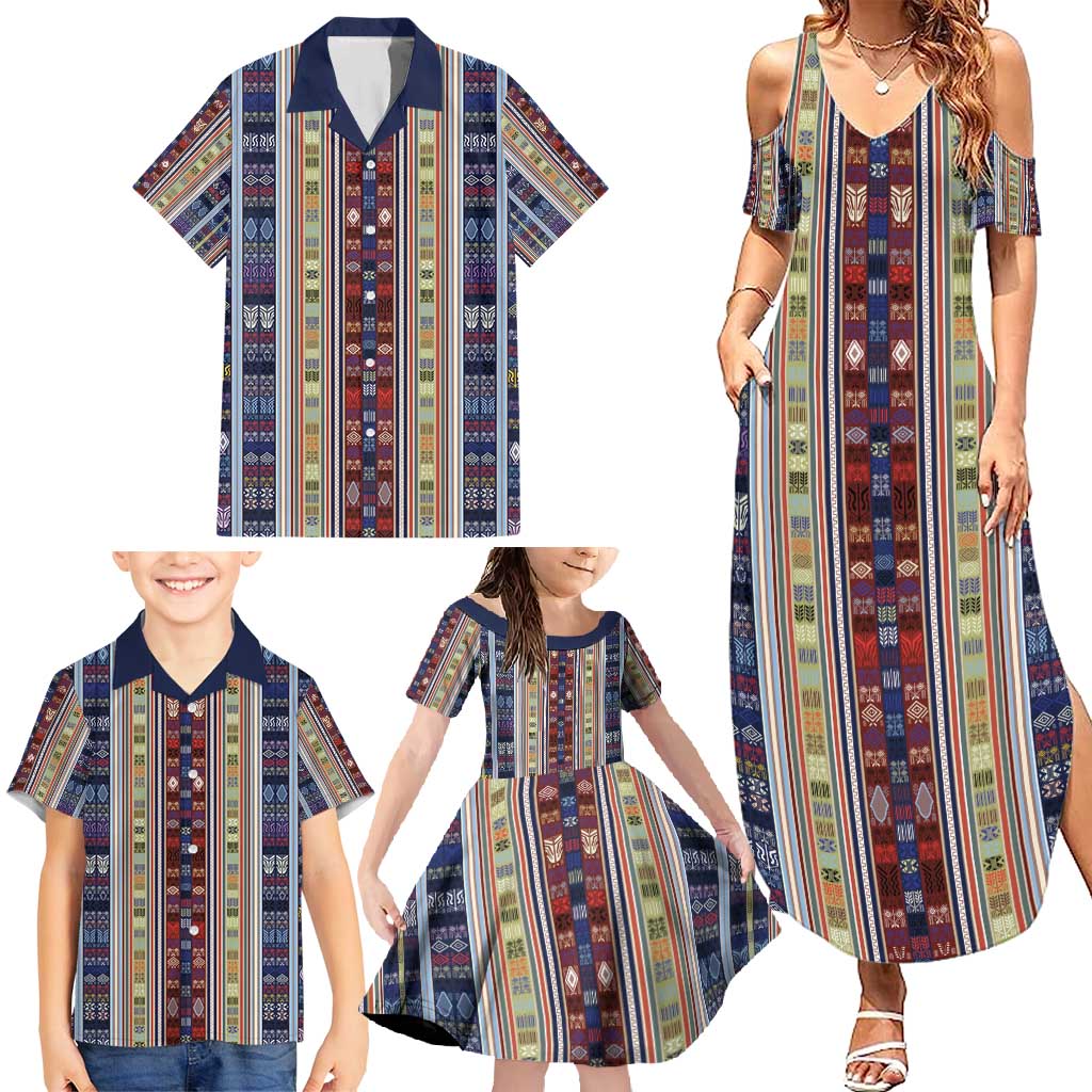 Lamba Mpanjaka Madagascar Family Matching Summer Maxi Dress and Hawaiian Shirt Traditional Pattern
