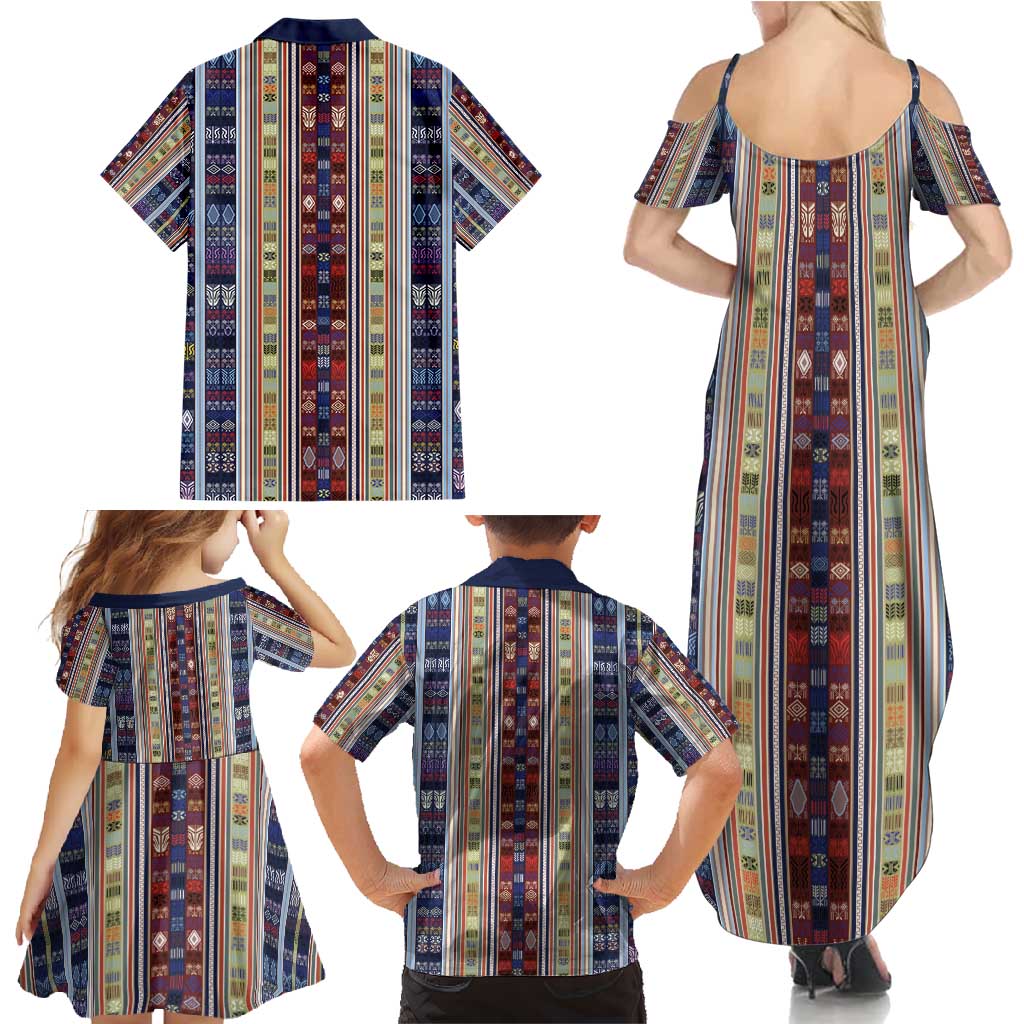 Lamba Mpanjaka Madagascar Family Matching Summer Maxi Dress and Hawaiian Shirt Traditional Pattern