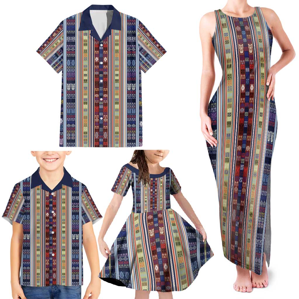 Lamba Mpanjaka Madagascar Family Matching Tank Maxi Dress and Hawaiian Shirt Traditional Pattern