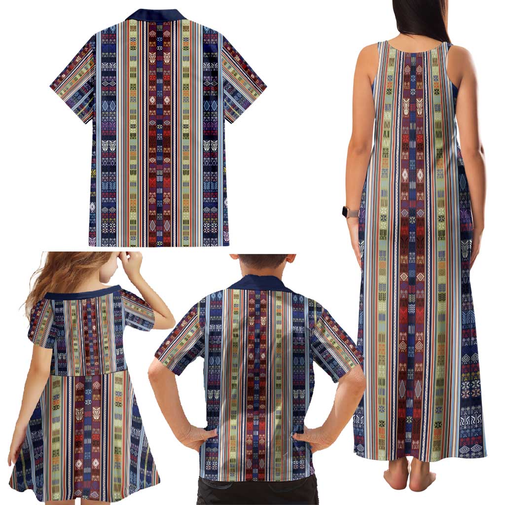 Lamba Mpanjaka Madagascar Family Matching Tank Maxi Dress and Hawaiian Shirt Traditional Pattern