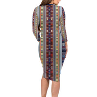 Lamba Mpanjaka Madagascar Long Sleeve Bodycon Dress Traditional Pattern
