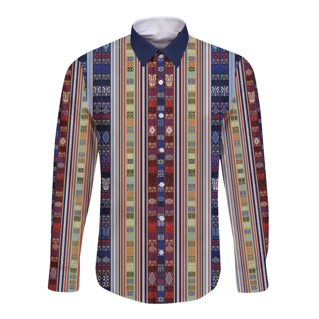 Lamba Mpanjaka Madagascar Long Sleeve Button Shirt Traditional Pattern