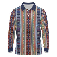 Lamba Mpanjaka Madagascar Long Sleeve Polo Shirt Traditional Pattern