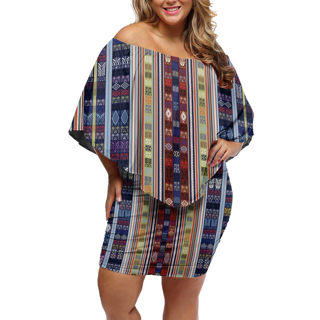 Lamba Mpanjaka Madagascar Off Shoulder Short Dress Traditional Pattern
