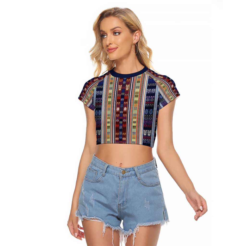 Lamba Mpanjaka Madagascar Raglan Cropped T Shirt Traditional Pattern