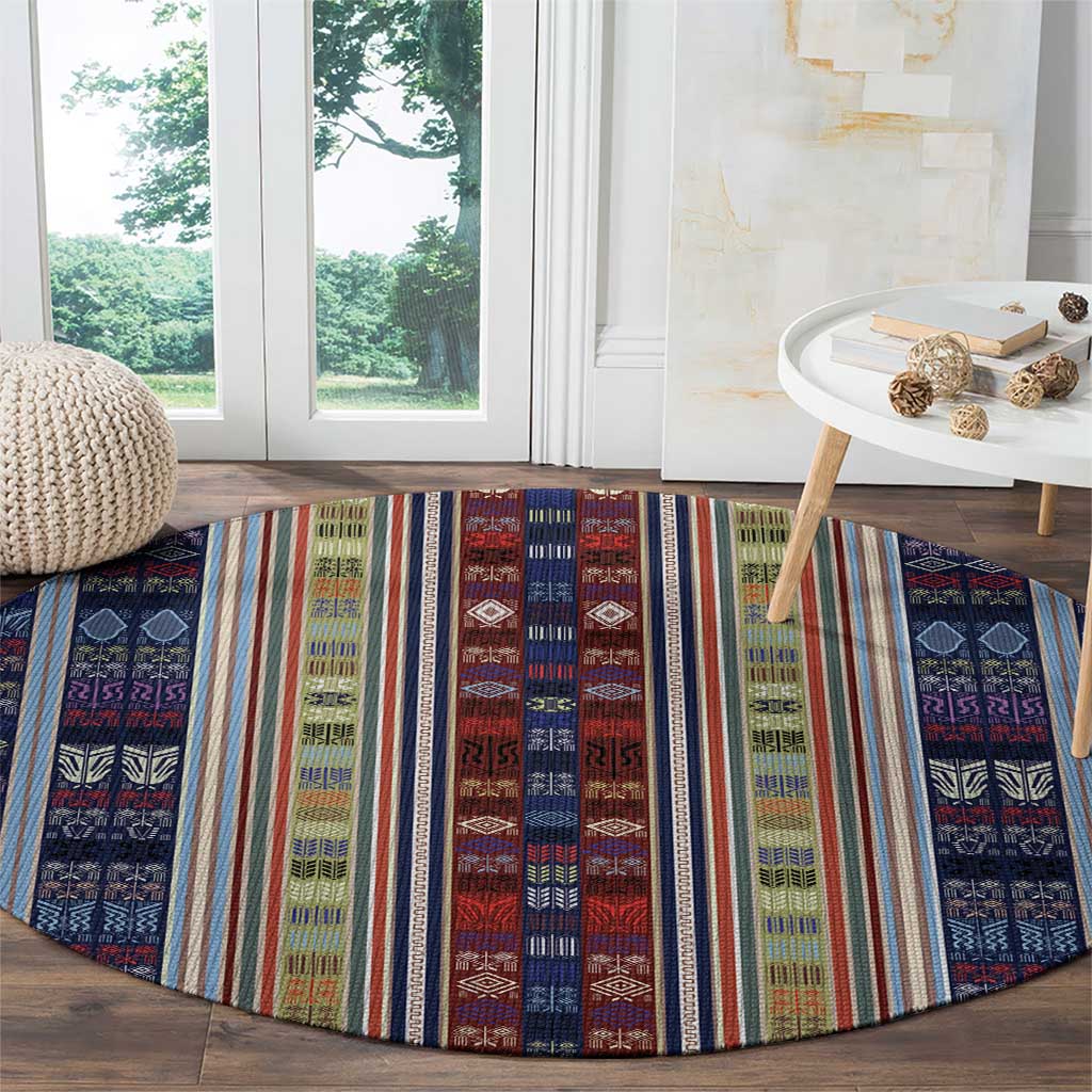 Lamba Mpanjaka Madagascar Round Carpet Traditional Pattern