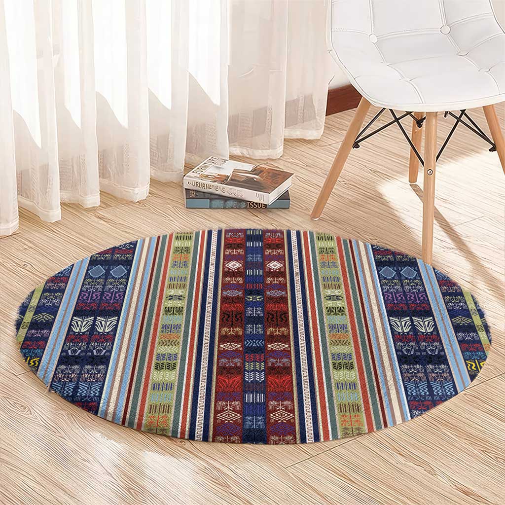 Lamba Mpanjaka Madagascar Round Carpet Traditional Pattern