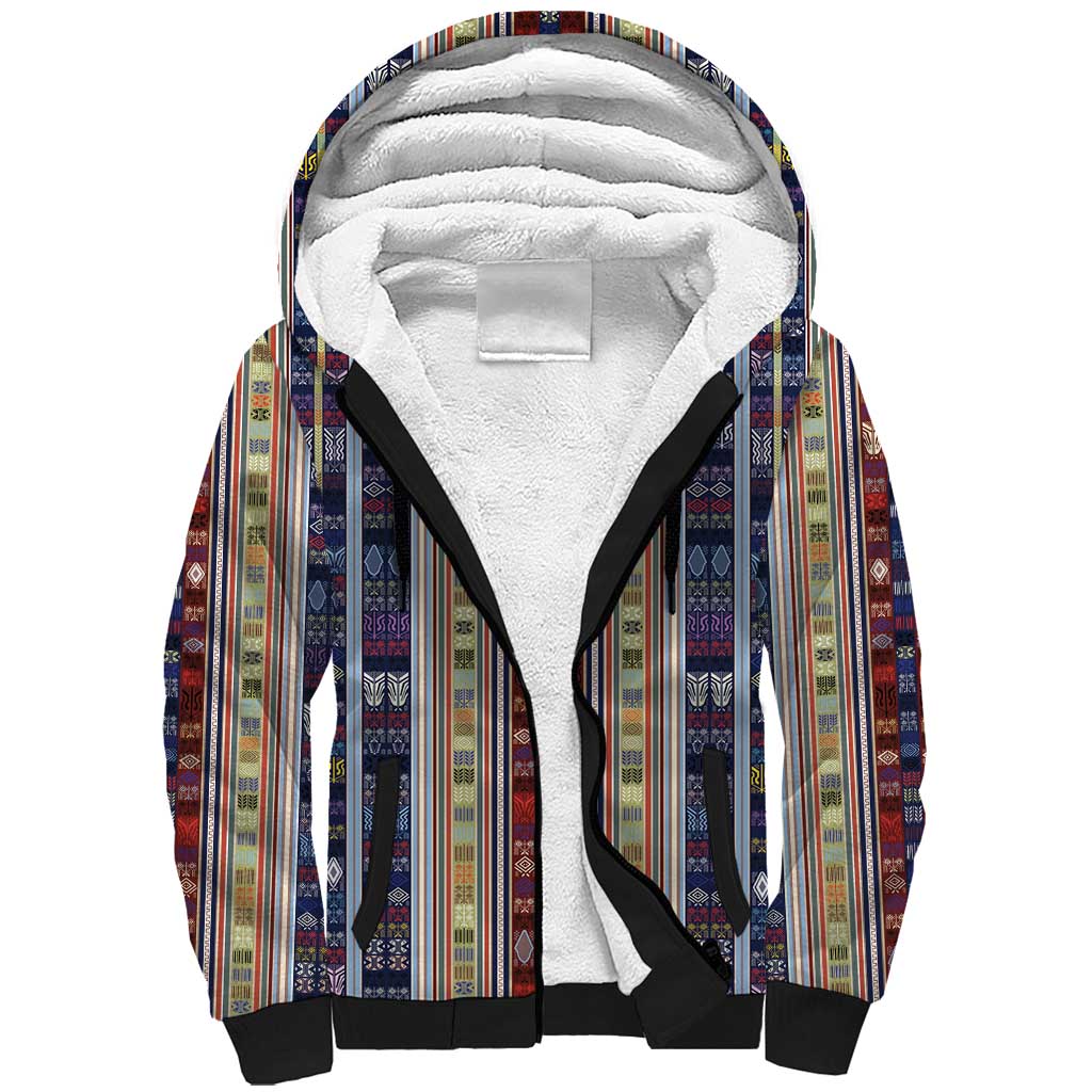 Lamba Mpanjaka Madagascar Sherpa Hoodie Traditional Pattern