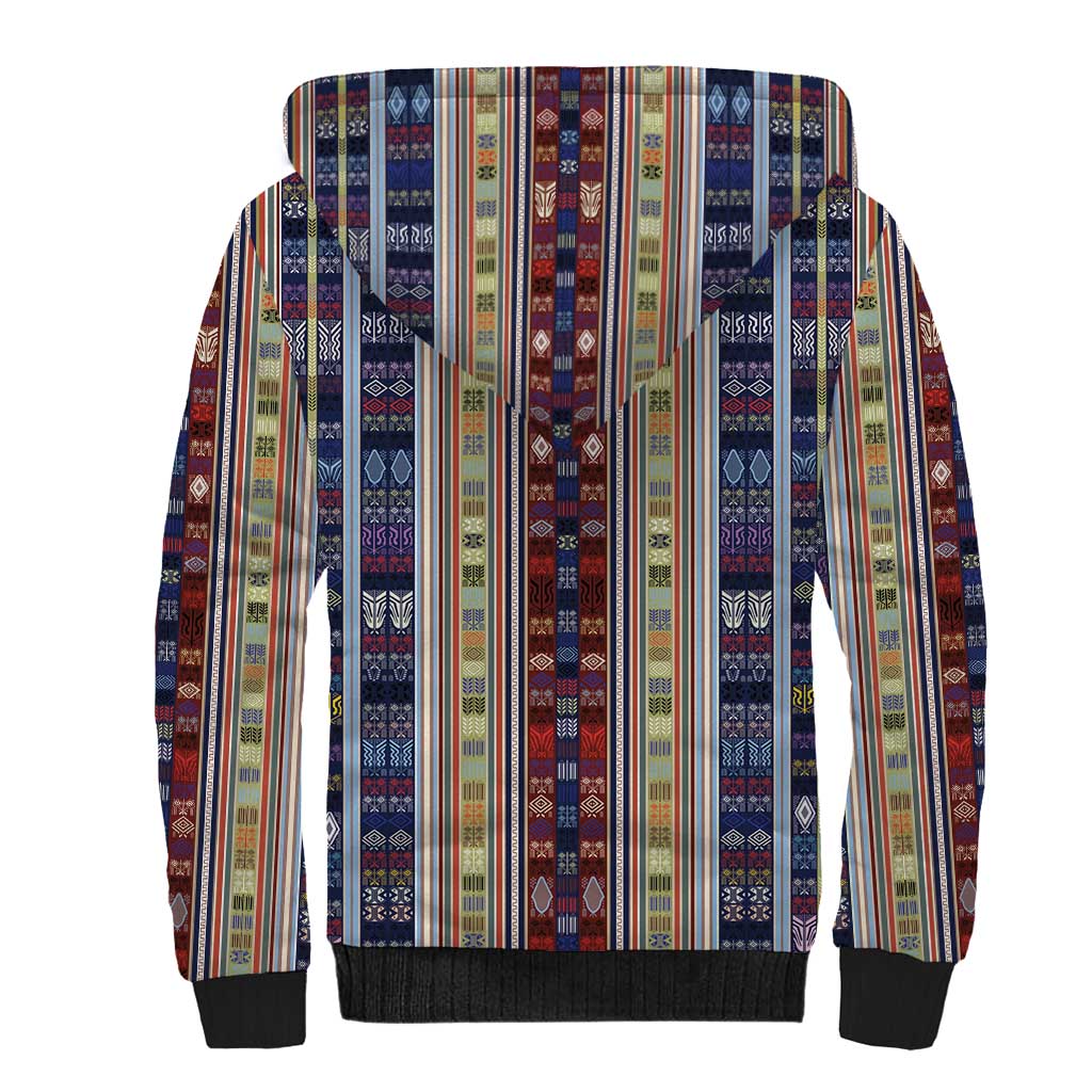Lamba Mpanjaka Madagascar Sherpa Hoodie Traditional Pattern