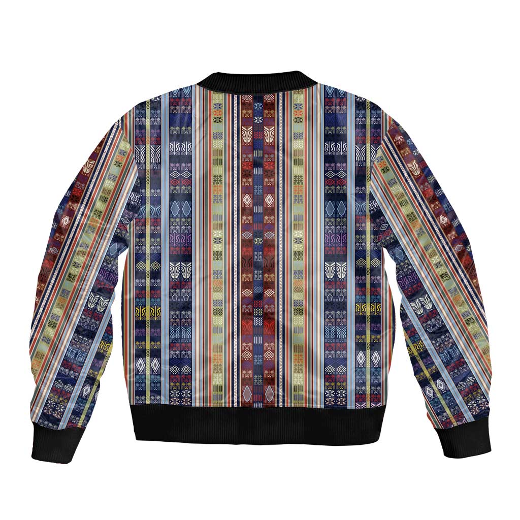 Lamba Mpanjaka Madagascar Sleeve Zip Bomber Jacket Traditional Pattern