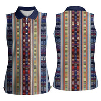 Lamba Mpanjaka Madagascar Women Sleeveless Polo Shirt Traditional Pattern