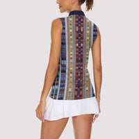 Lamba Mpanjaka Madagascar Women Sleeveless Polo Shirt Traditional Pattern