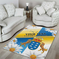Personalized Islas Canarias Area Rug Coat Of Arms With Argyranthemum Frutescens