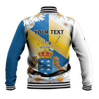 Personalized Islas Canarias Baseball Jacket Coat Of Arms With Argyranthemum Frutescens