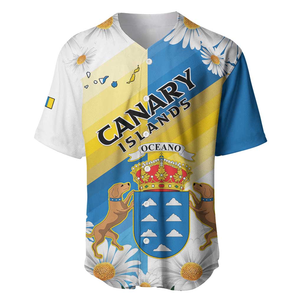 Personalized Islas Canarias Baseball Jersey Coat Of Arms With Argyranthemum Frutescens