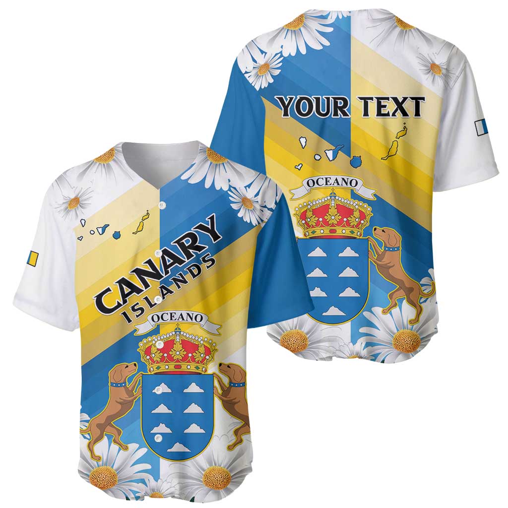 Personalized Islas Canarias Baseball Jersey Coat Of Arms With Argyranthemum Frutescens