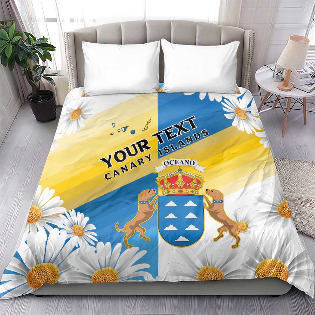 Personalized Islas Canarias Bedding Set Coat Of Arms With Argyranthemum Frutescens