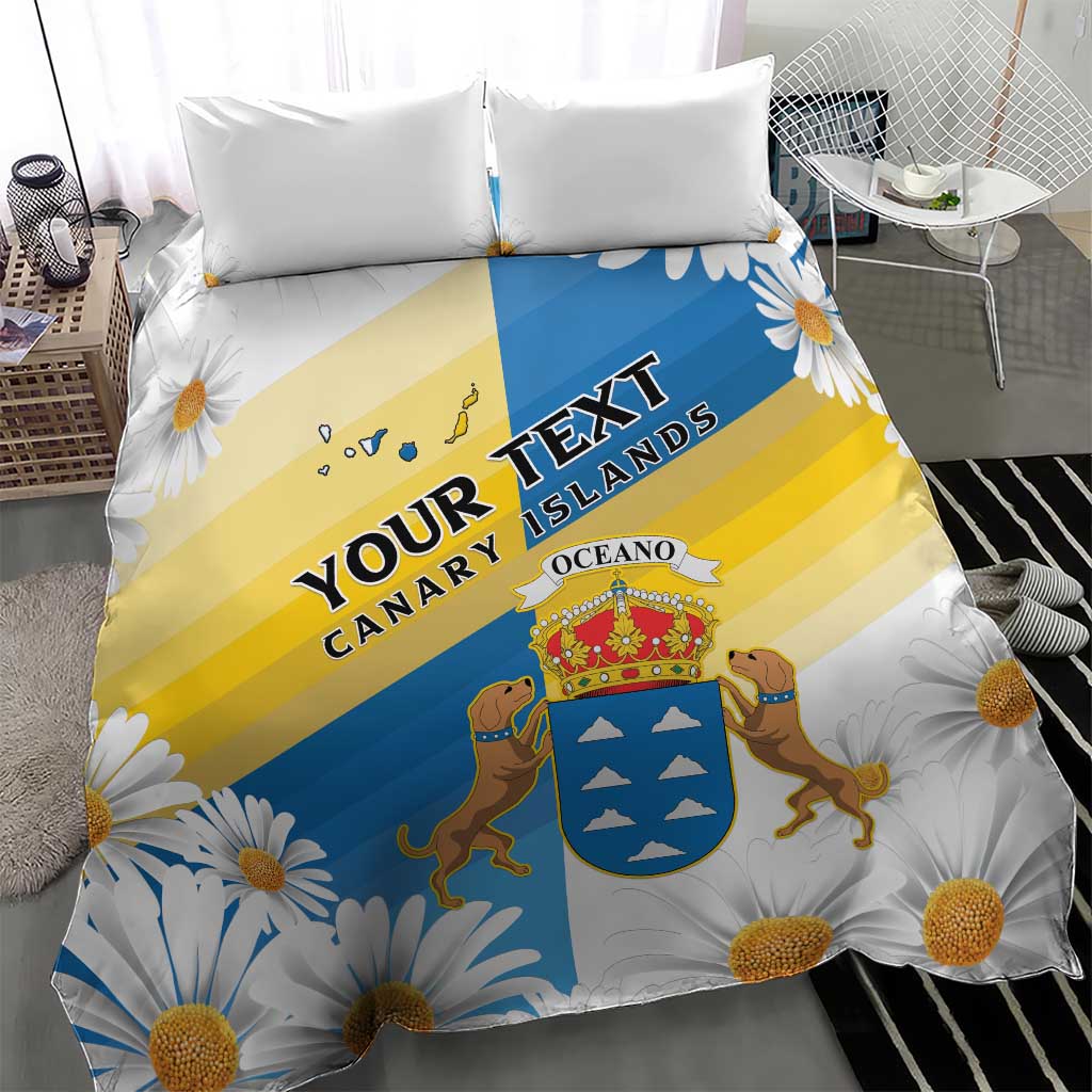Personalized Islas Canarias Bedding Set Coat Of Arms With Argyranthemum Frutescens