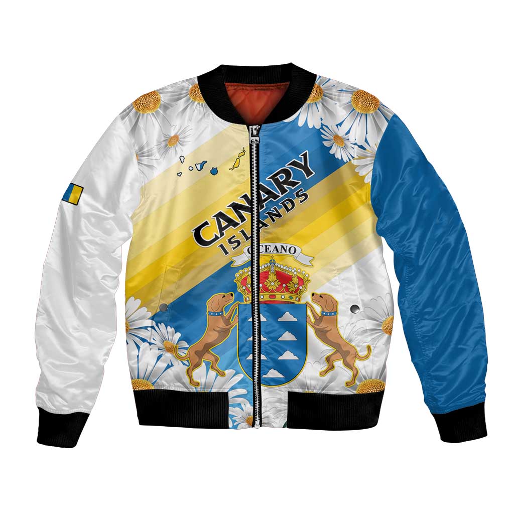 Personalized Islas Canarias Bomber Jacket Coat Of Arms With Argyranthemum Frutescens