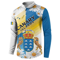Personalized Islas Canarias Button Sweatshirt Coat Of Arms With Argyranthemum Frutescens