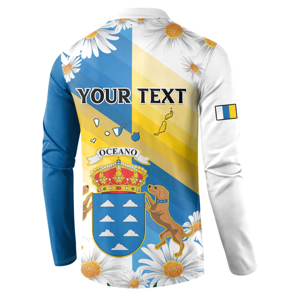 Personalized Islas Canarias Button Sweatshirt Coat Of Arms With Argyranthemum Frutescens
