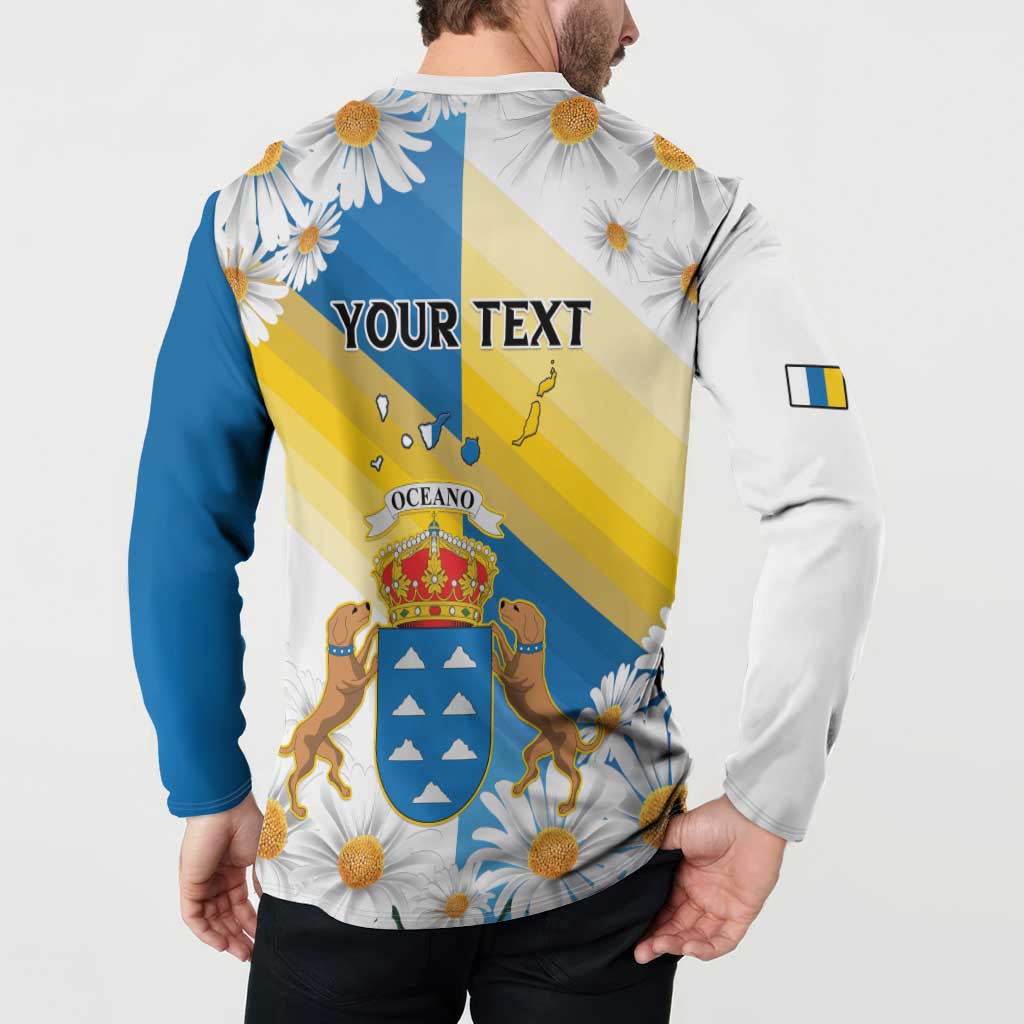 Personalized Islas Canarias Button Sweatshirt Coat Of Arms With Argyranthemum Frutescens