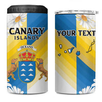 Personalized Islas Canarias 4 in 1 Can Cooler Tumbler Coat Of Arms With Argyranthemum Frutescens
