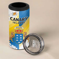 Personalized Islas Canarias 4 in 1 Can Cooler Tumbler Coat Of Arms With Argyranthemum Frutescens
