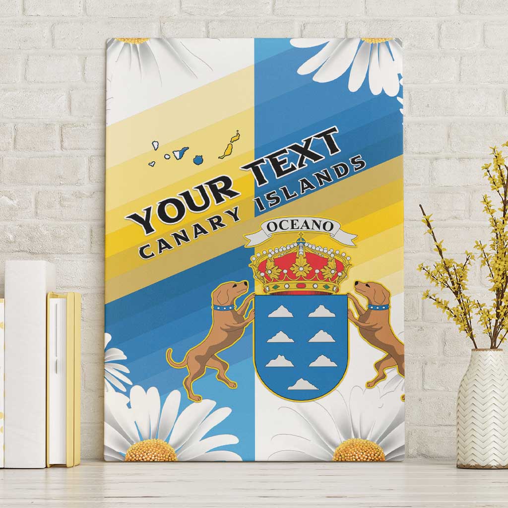 Personalized Islas Canarias Canvas Wall Art Coat Of Arms With Argyranthemum Frutescens