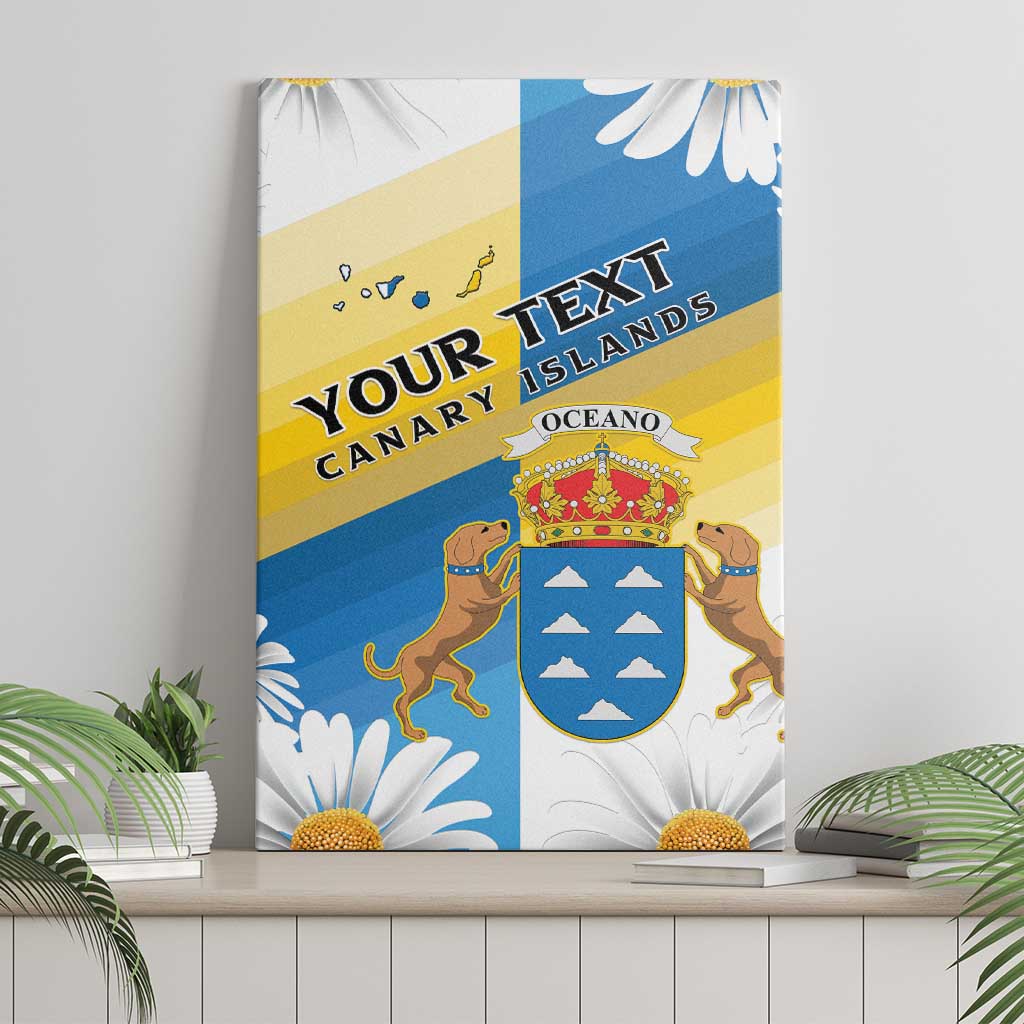 Personalized Islas Canarias Canvas Wall Art Coat Of Arms With Argyranthemum Frutescens