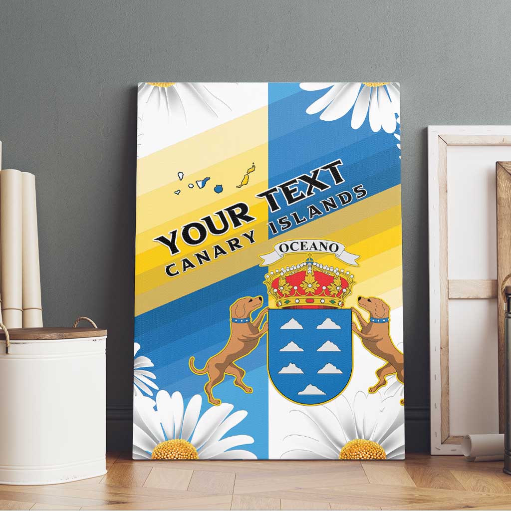 Personalized Islas Canarias Canvas Wall Art Coat Of Arms With Argyranthemum Frutescens