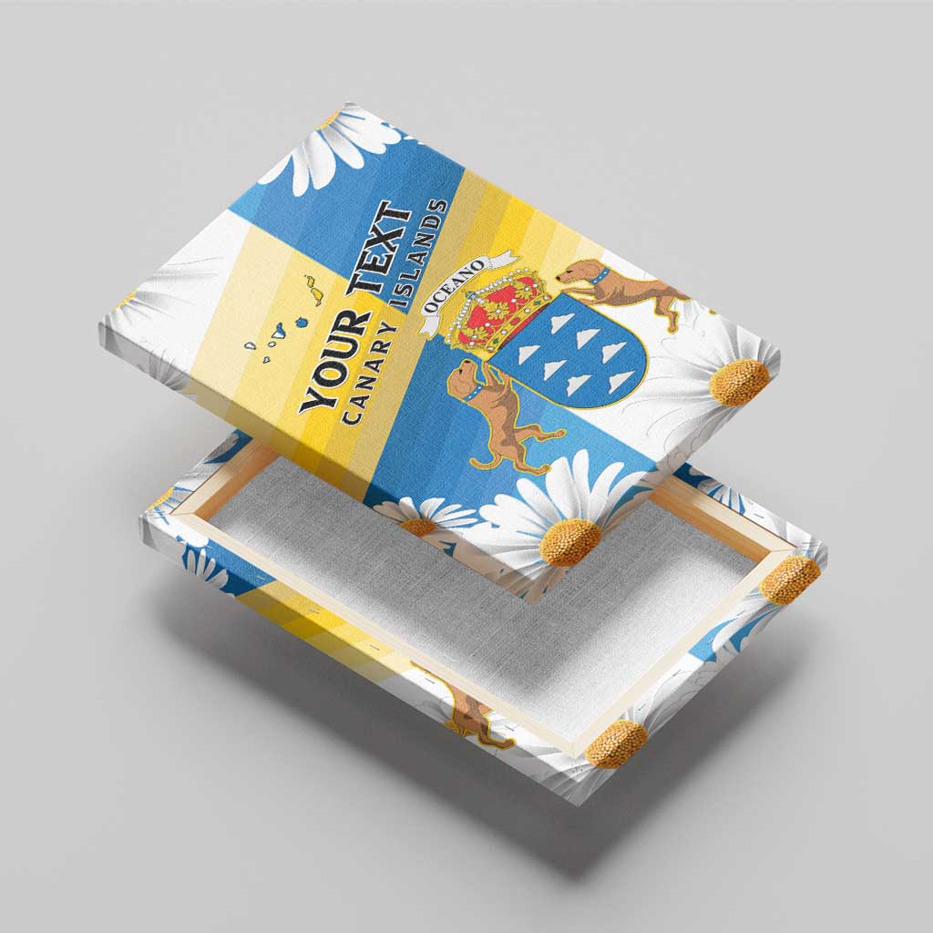Personalized Islas Canarias Canvas Wall Art Coat Of Arms With Argyranthemum Frutescens
