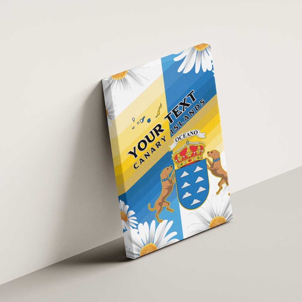 Personalized Islas Canarias Canvas Wall Art Coat Of Arms With Argyranthemum Frutescens