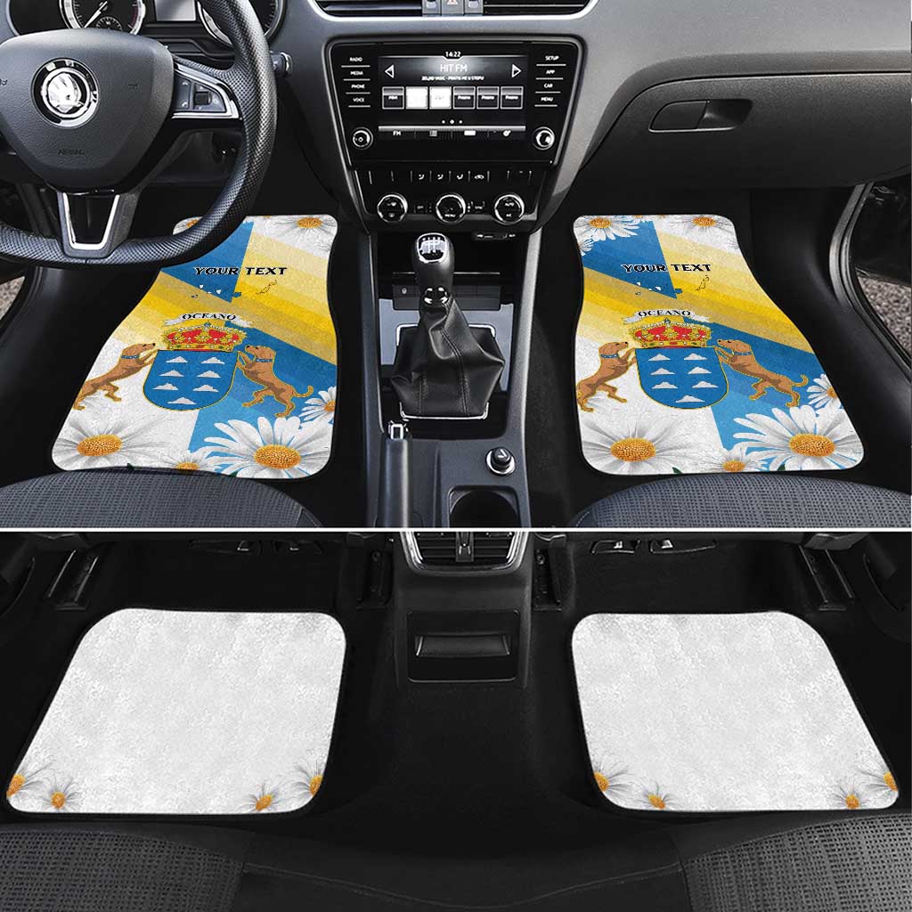 Personalized Islas Canarias Car Mats Coat Of Arms With Argyranthemum Frutescens
