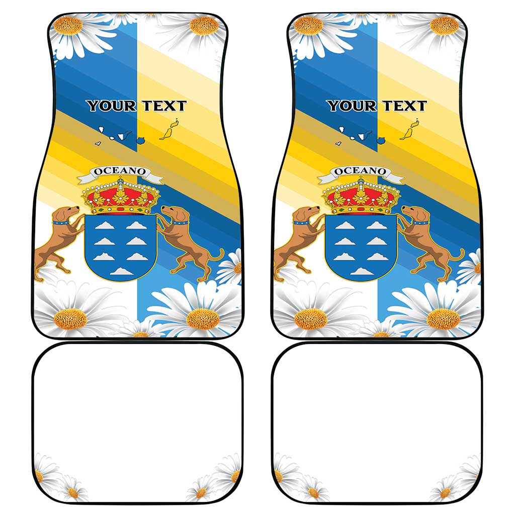 Personalized Islas Canarias Car Mats Coat Of Arms With Argyranthemum Frutescens