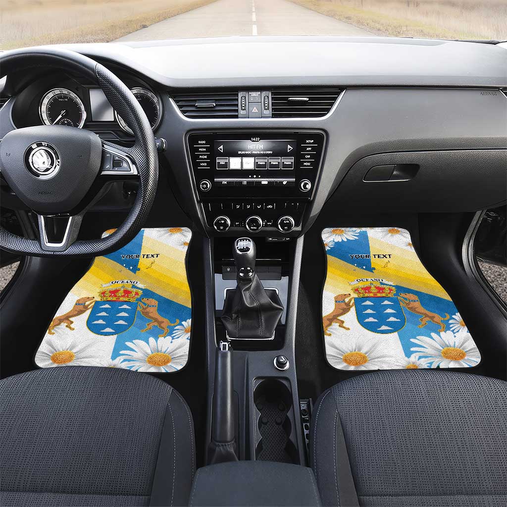 Personalized Islas Canarias Car Mats Coat Of Arms With Argyranthemum Frutescens