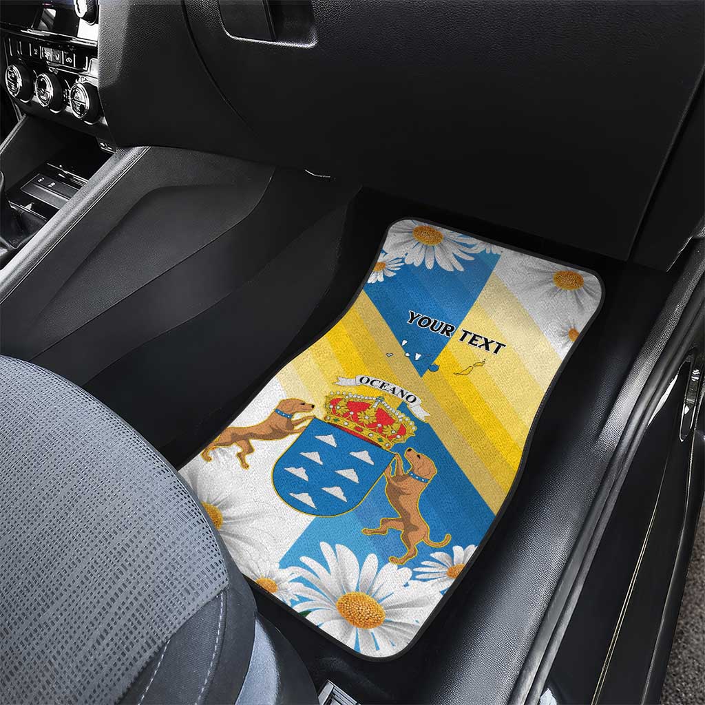Personalized Islas Canarias Car Mats Coat Of Arms With Argyranthemum Frutescens