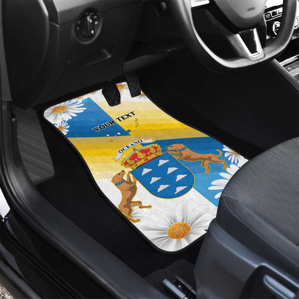 Personalized Islas Canarias Car Mats Coat Of Arms With Argyranthemum Frutescens