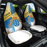 Personalized Islas Canarias Car Seat Cover Coat Of Arms With Argyranthemum Frutescens