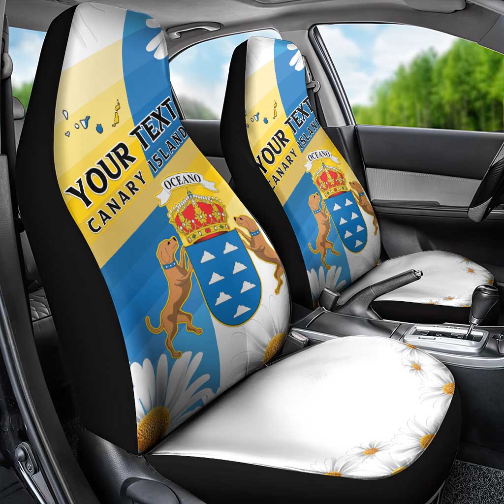 Personalized Islas Canarias Car Seat Cover Coat Of Arms With Argyranthemum Frutescens