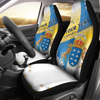 Personalized Islas Canarias Car Seat Cover Coat Of Arms With Argyranthemum Frutescens