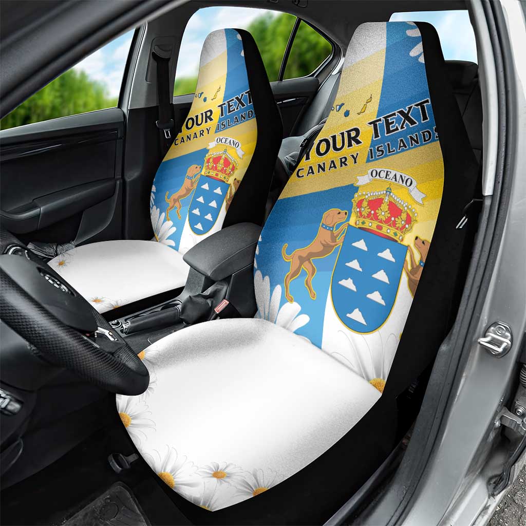 Personalized Islas Canarias Car Seat Cover Coat Of Arms With Argyranthemum Frutescens