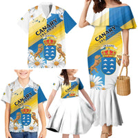 Personalized Islas Canarias Family Matching Mermaid Dress and Hawaiian Shirt Coat Of Arms With Argyranthemum Frutescens