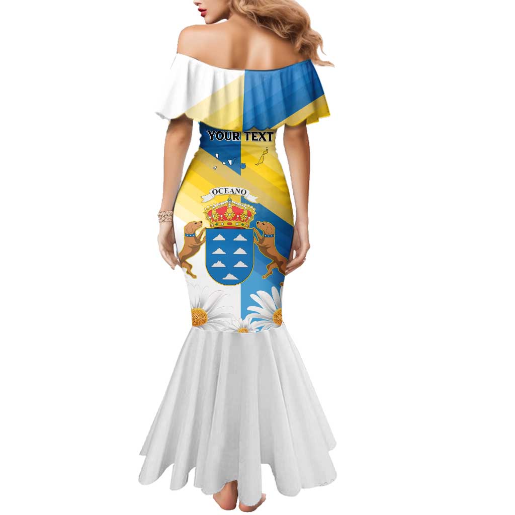 Personalized Islas Canarias Family Matching Mermaid Dress and Hawaiian Shirt Coat Of Arms With Argyranthemum Frutescens