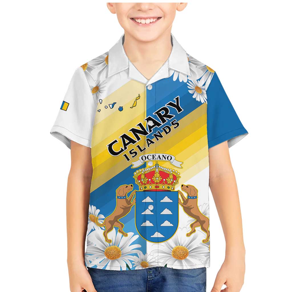 Personalized Islas Canarias Family Matching Mermaid Dress and Hawaiian Shirt Coat Of Arms With Argyranthemum Frutescens