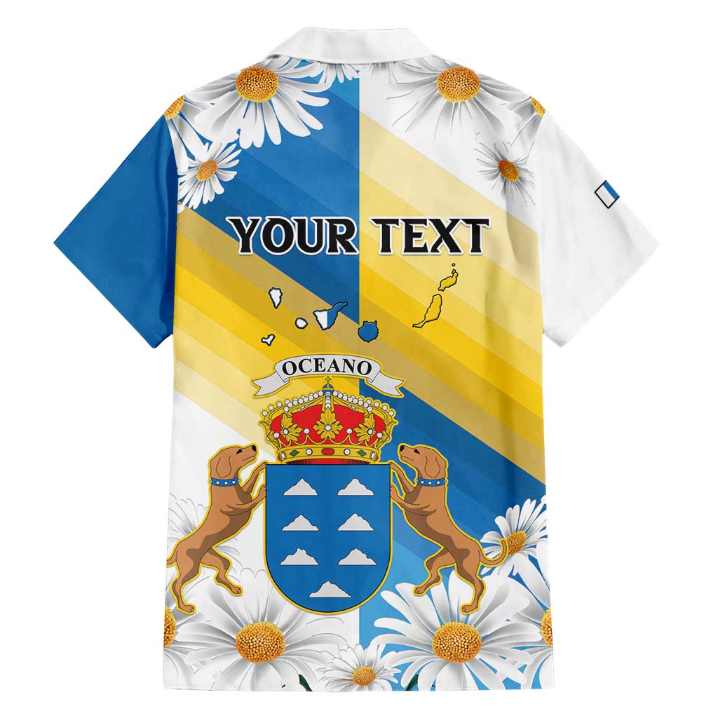 Personalized Islas Canarias Family Matching Off Shoulder Short Dress and Hawaiian Shirt Coat Of Arms With Argyranthemum Frutescens